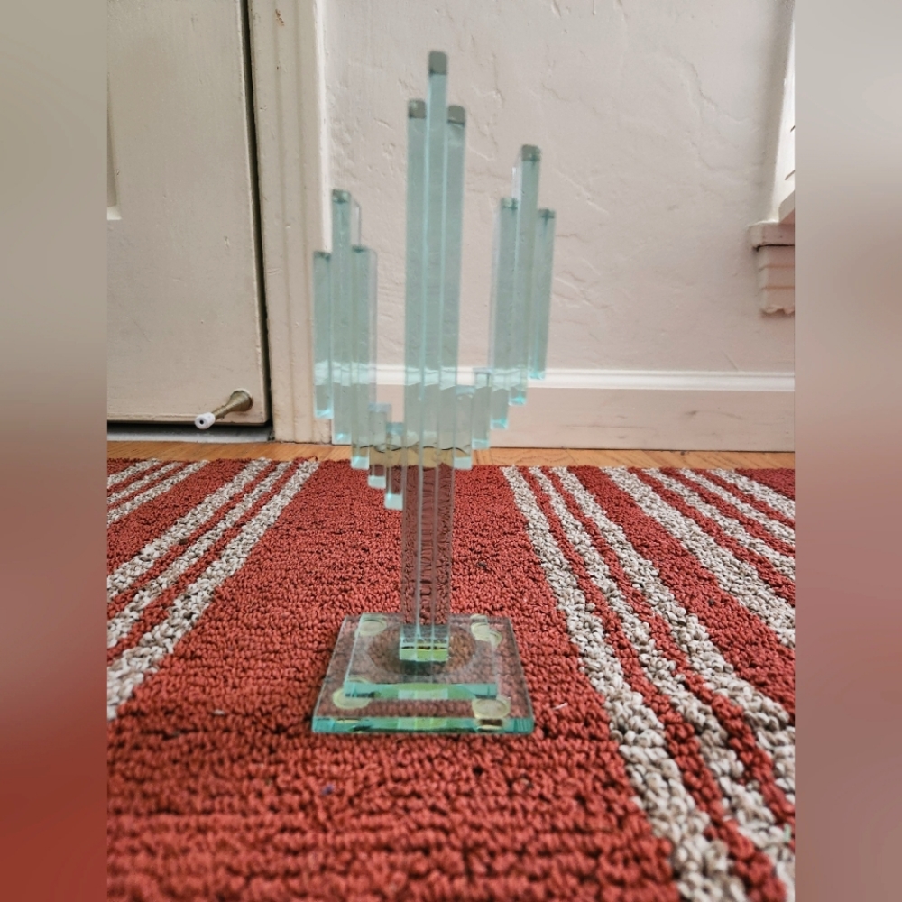 Vintage, '70's art deco glass cactus